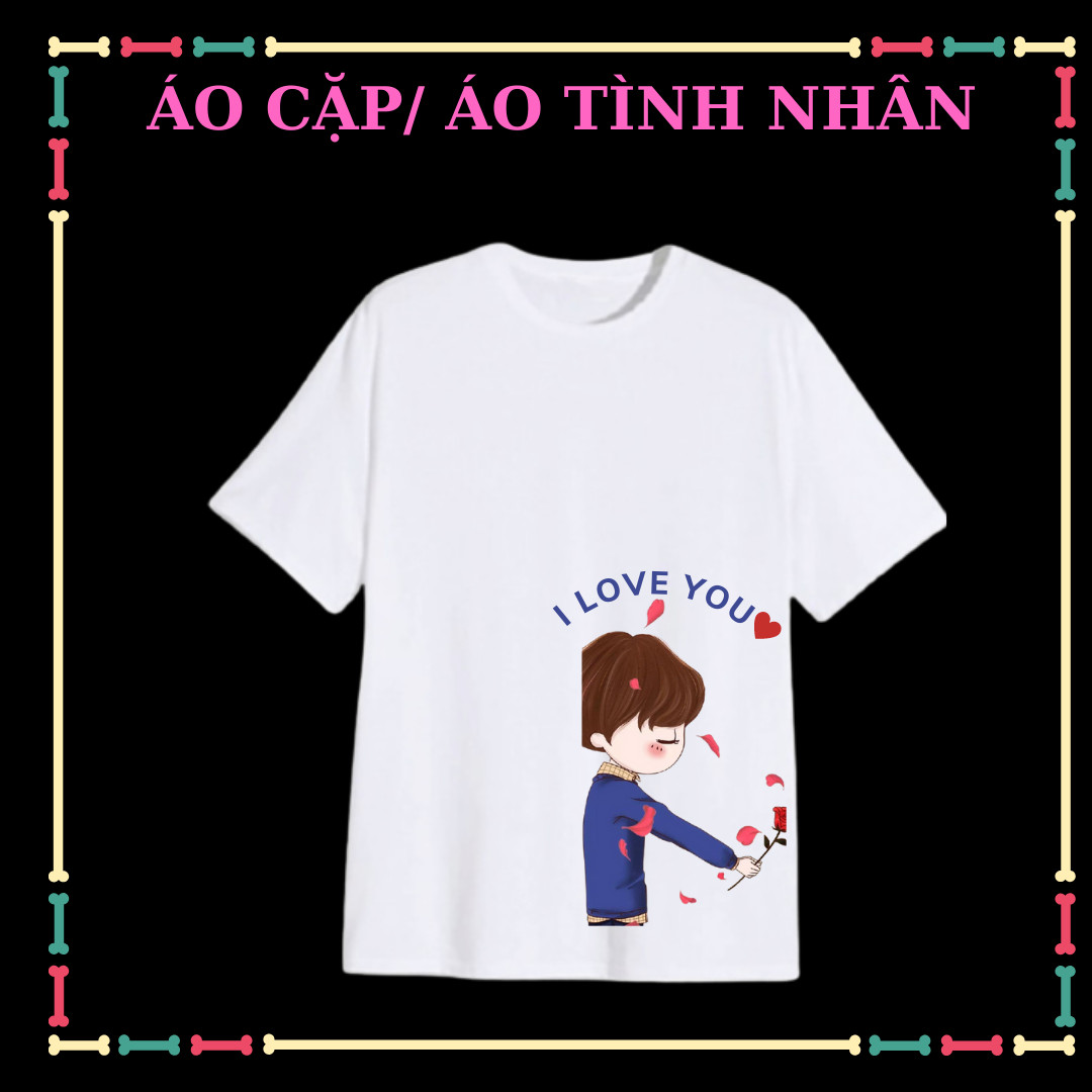 Áo Đôi Nam nữ Áo Thun Cặp Áo Đôi tình yêu áo phôm rộng vải co giãn 4 chiều