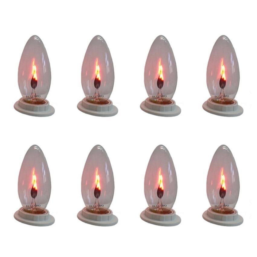 Bộ 8 bóng đèn led e12 - 3w mô phỏng ngọn lửa