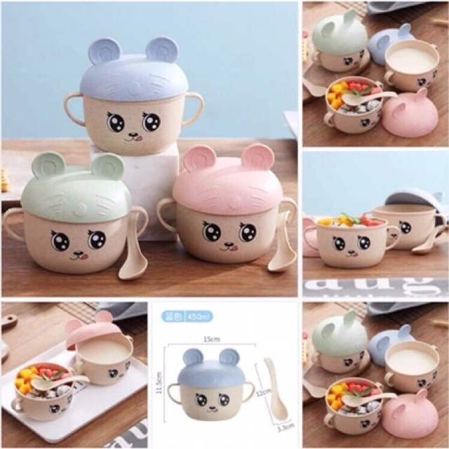 Bát ăn dặm lúa mạch  kèm thìa mickey