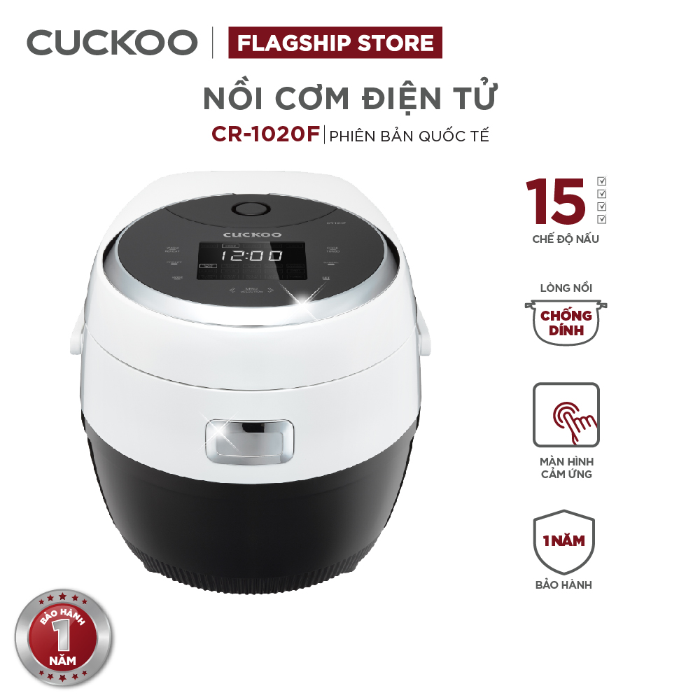 Nồi cơm điện tử Cuckoo 1,8L CR-1020F - Bảng điều khiển LED - Lòng nồi chống dính - Chất lượng Hàn Quốc - Hàng chính hãng Vina
