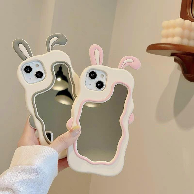 Ốp Su mềm Gương soi tai thỏ xinh xắn Iphone 6/7/8/Plus/X/Xs/XsMax/11/12/13/14/Pro/Pro Max/Plus/Max/ProMax