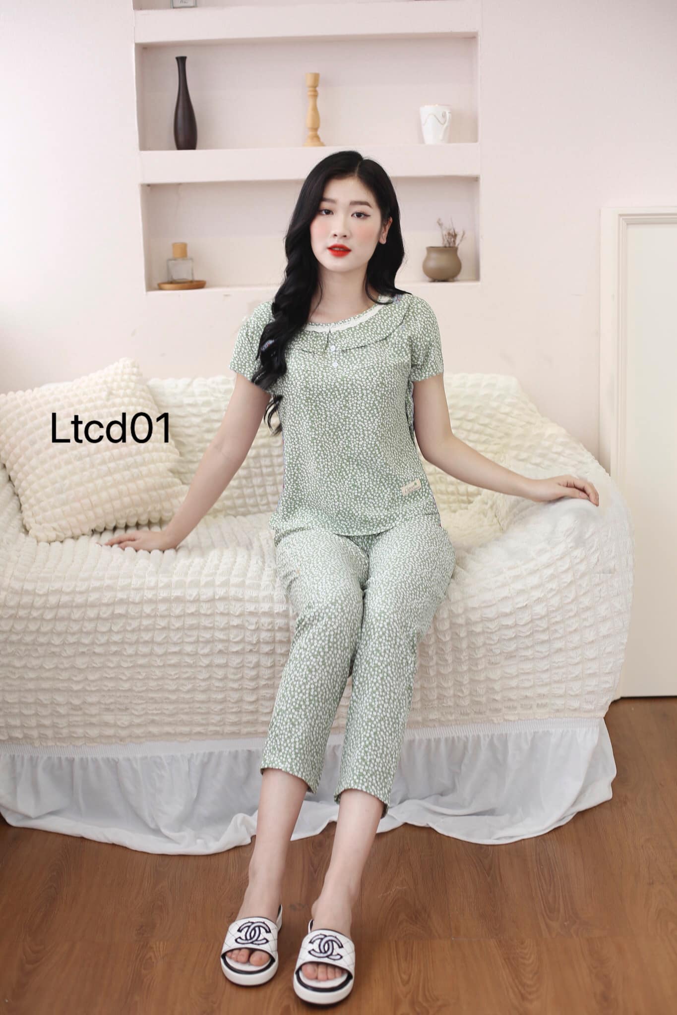 Quần áo nữ mặc nhà bộ dài chất lụa thái mềm mát