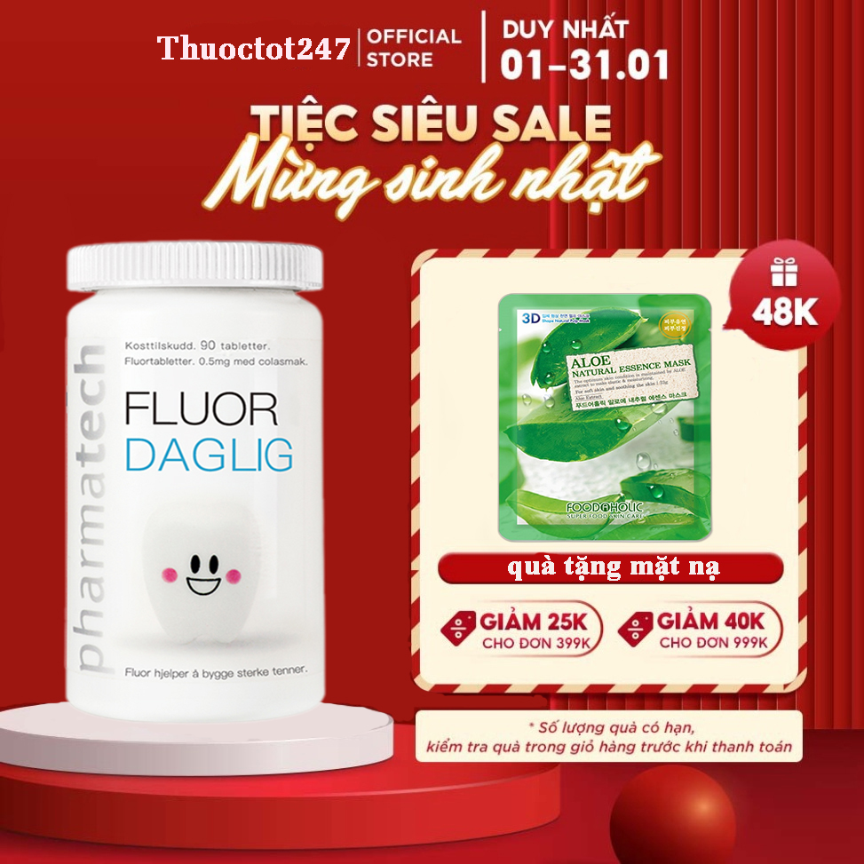 Viên ngậm flour daglig 300 viên bảo vệ sức khỏe răng miệng, chống sâu răng