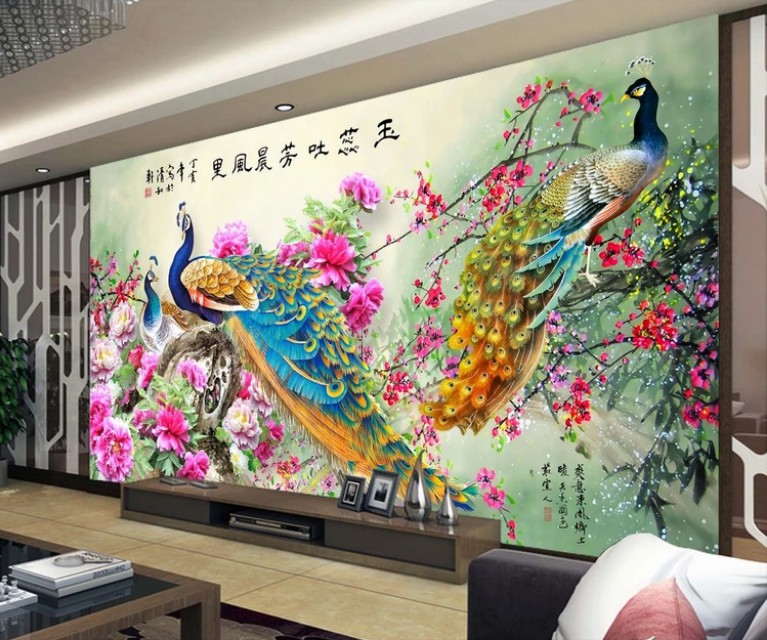 Tranh dán tường 3d công phượng trang trí phòng khách phòng ngủ hàng quán giá rẻ đẹp keo sẵn bóc dán PA