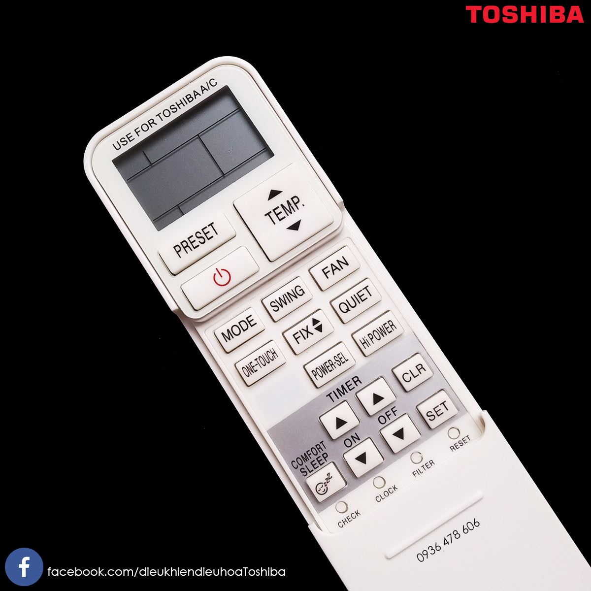 Remote điều hòa Toshiba nắp trượt