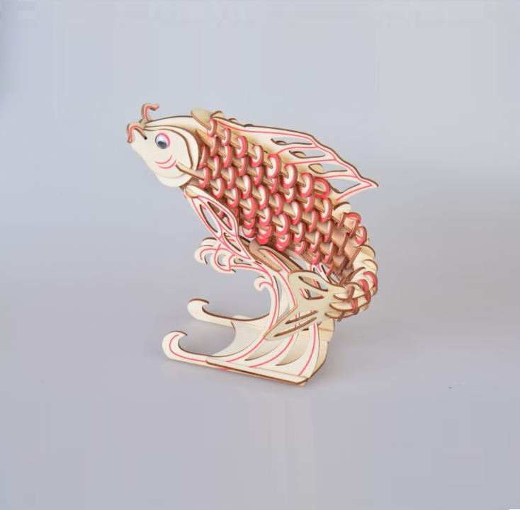 Đồ chơi lắp ráp gỗ 3D Mô hình Cá chép Vượt Vũ Môn Laser