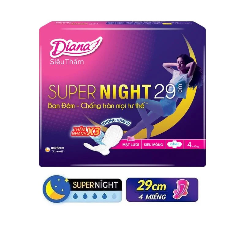 Băng Vệ Sinh Diana Siêu Thấm Supernight 29cm