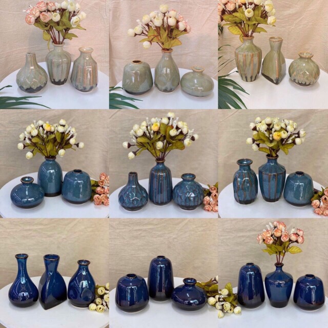 Bộ 3 lọ hoả biến cực xinh Bát Tràng