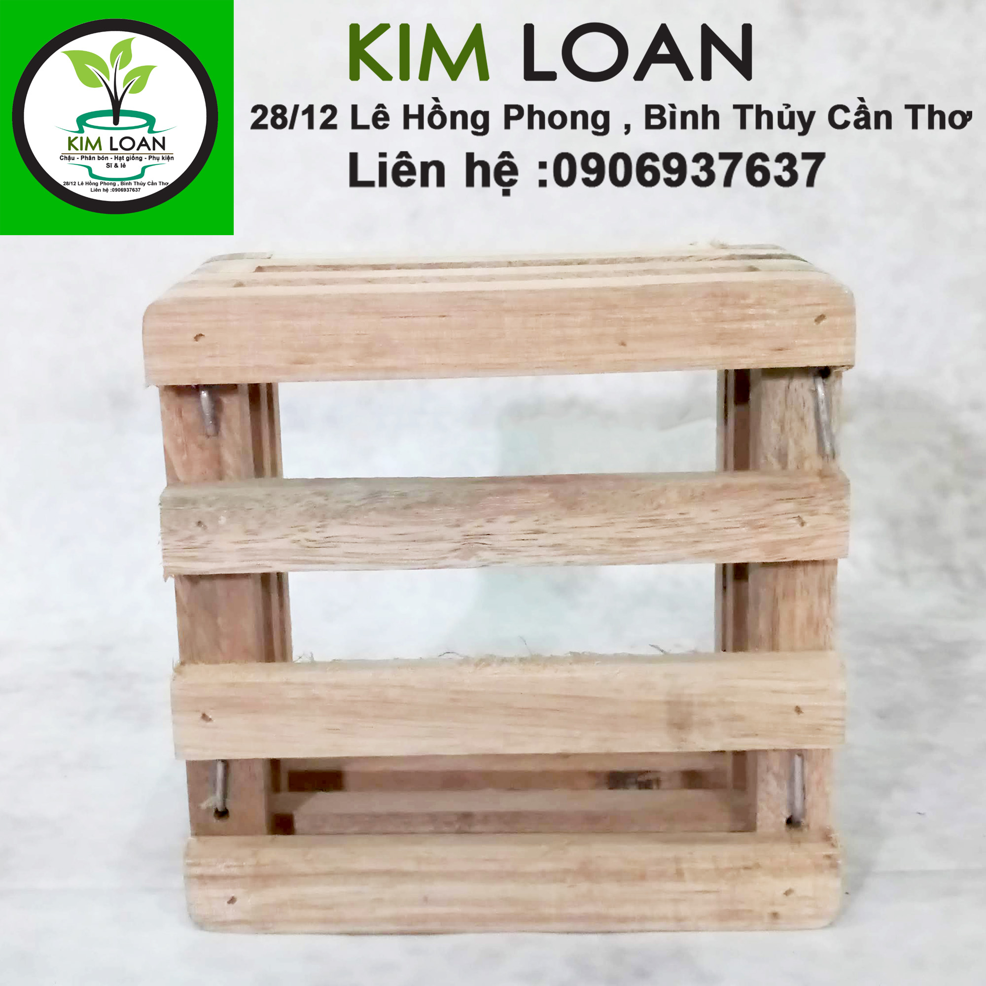 Chậu lan gỗ hộp vuông 15x7cm