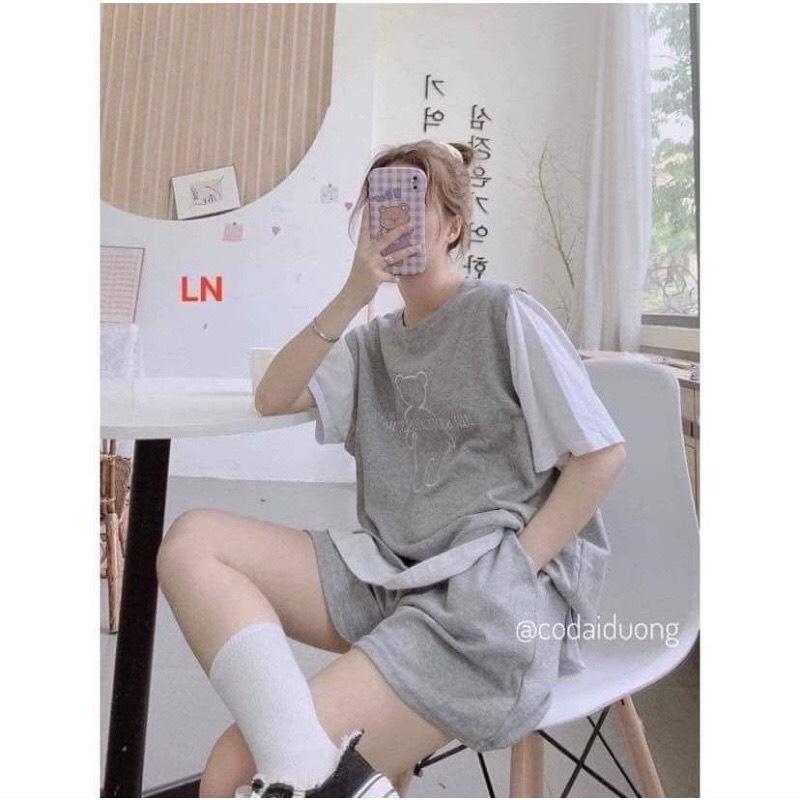 SÉT ÁO PHỐI IN GẤU +QUẦN ĐÙI LN72