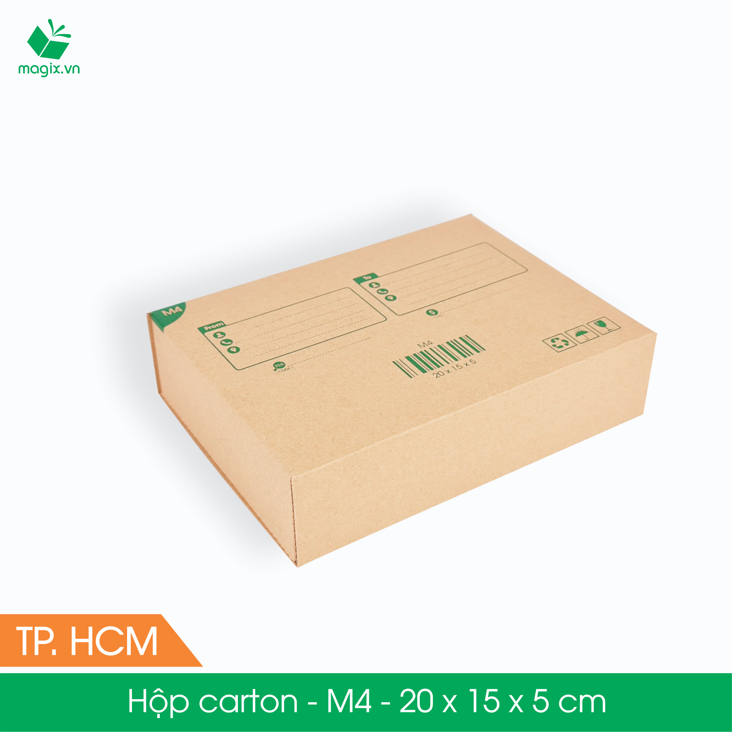 M4 - 20x15x5 cm - 50 Thùng hộp carton trơn đóng hàng