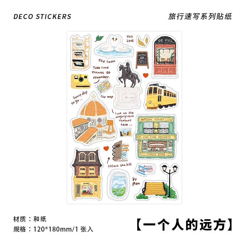 Sticker du lịch Travel Sketch