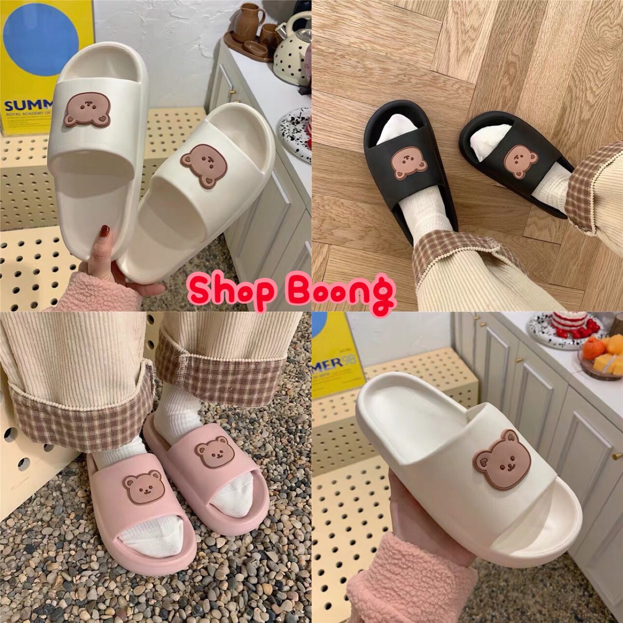 Dép bánh mì hình Gấu nổi Siêu Hot I Dép Gấu siêu xinh I Dép gấu đôi