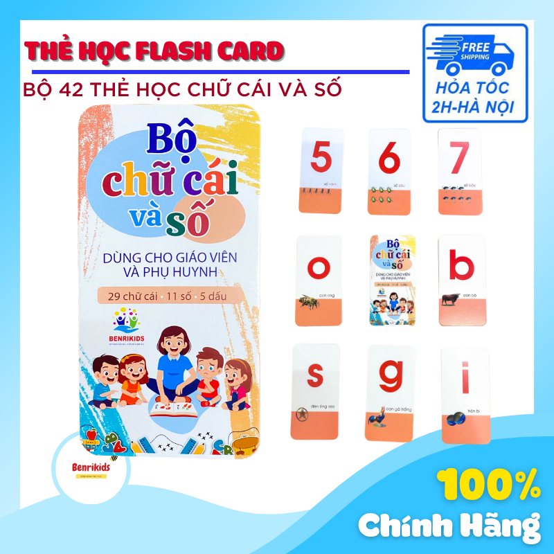 42 PCs suitcase baby learning large size flash drives Vietnamese letters, anti-glare ivory paper Smart Learning card printed 2 sides, benrikids children educational toys