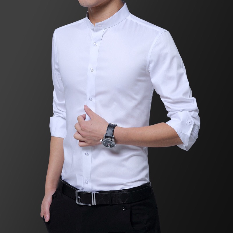 [HCM]áo sơ mi nam cổ trụ dài tay cao cấp