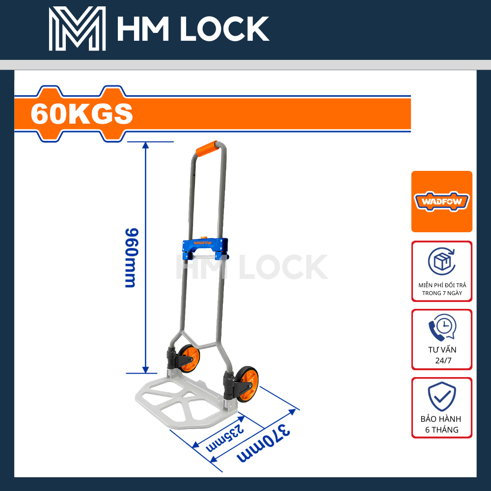 Xe đẩy hàng 2 bánh gấp gọn wadfow 60kg, 100kg - hàng chính hãng - wwb9a06 - wwb9a10 - hm lock