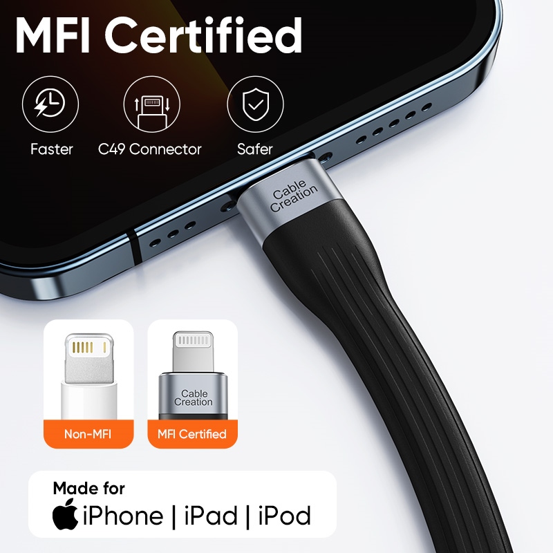 Yqcx001 sell well-/cablecreation MFI USB C to Lightning cable 18W PD charging data Short Type C cable for iPhone 14 13 12 11 pro Max iPad 15 cm