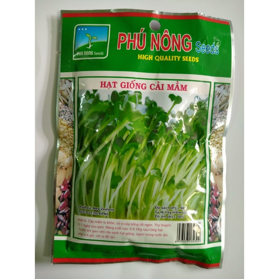 Gói 30gram hạt giống cải mầm phú nông, ngon, ngọt, nhanh thu hoạch