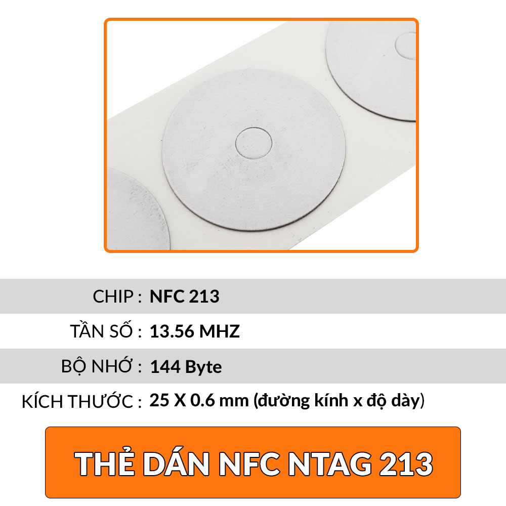 Thẻ dán nfc ntag 213 ntag 215, miếng dán cảm ứng nfc sao chép bằng điện thoại