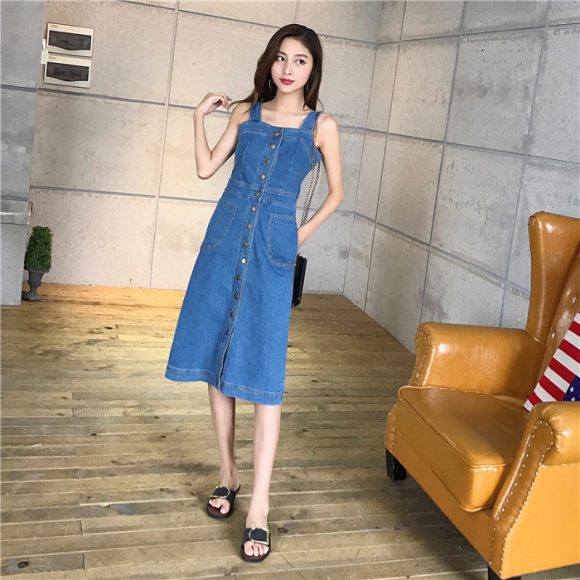ĐẦM YẾM JEAN FORM DÀI  CÁ TÍNH D7780