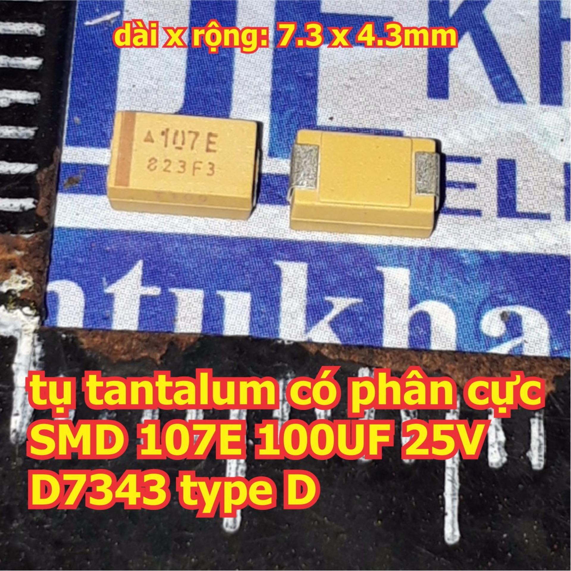 5 con tụ tantalum có phân cực SMD 107E 100UF 25V 107V 35V D7343 7.3x4.3mm kde5770