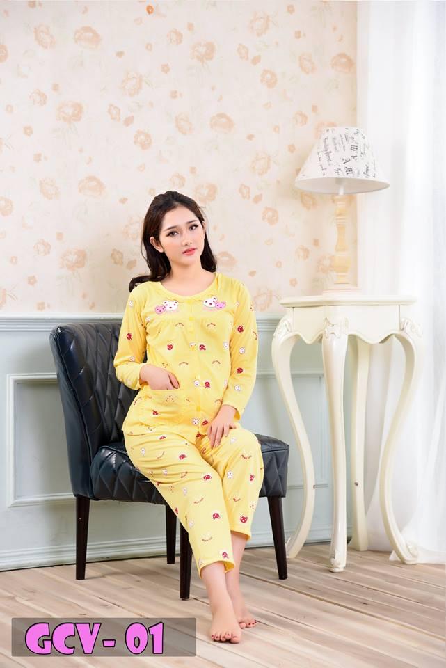 Bộ Bầu Và Sau Sinh Cài Cúc GC, Chất Cotton