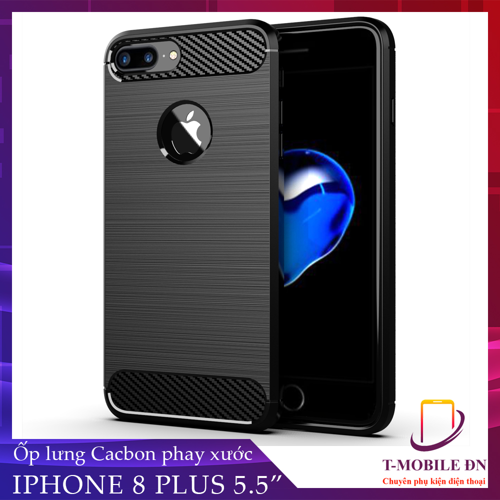 Ốp lưng dành cho iPhone 7 Plus 8 Plus ốp silicone mềm Carbone phay xước chống sốc chống vân tay