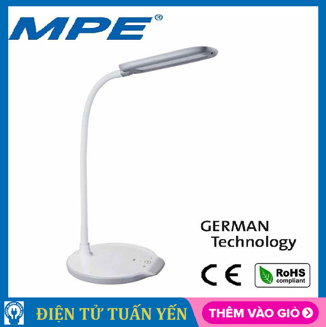 Đèn học để bàn MPE TL2 công suất 6W cảm ứng bảo vệ thị lực, 5 cấp độ 3 màu ánh sáng - Hàng chính hãng