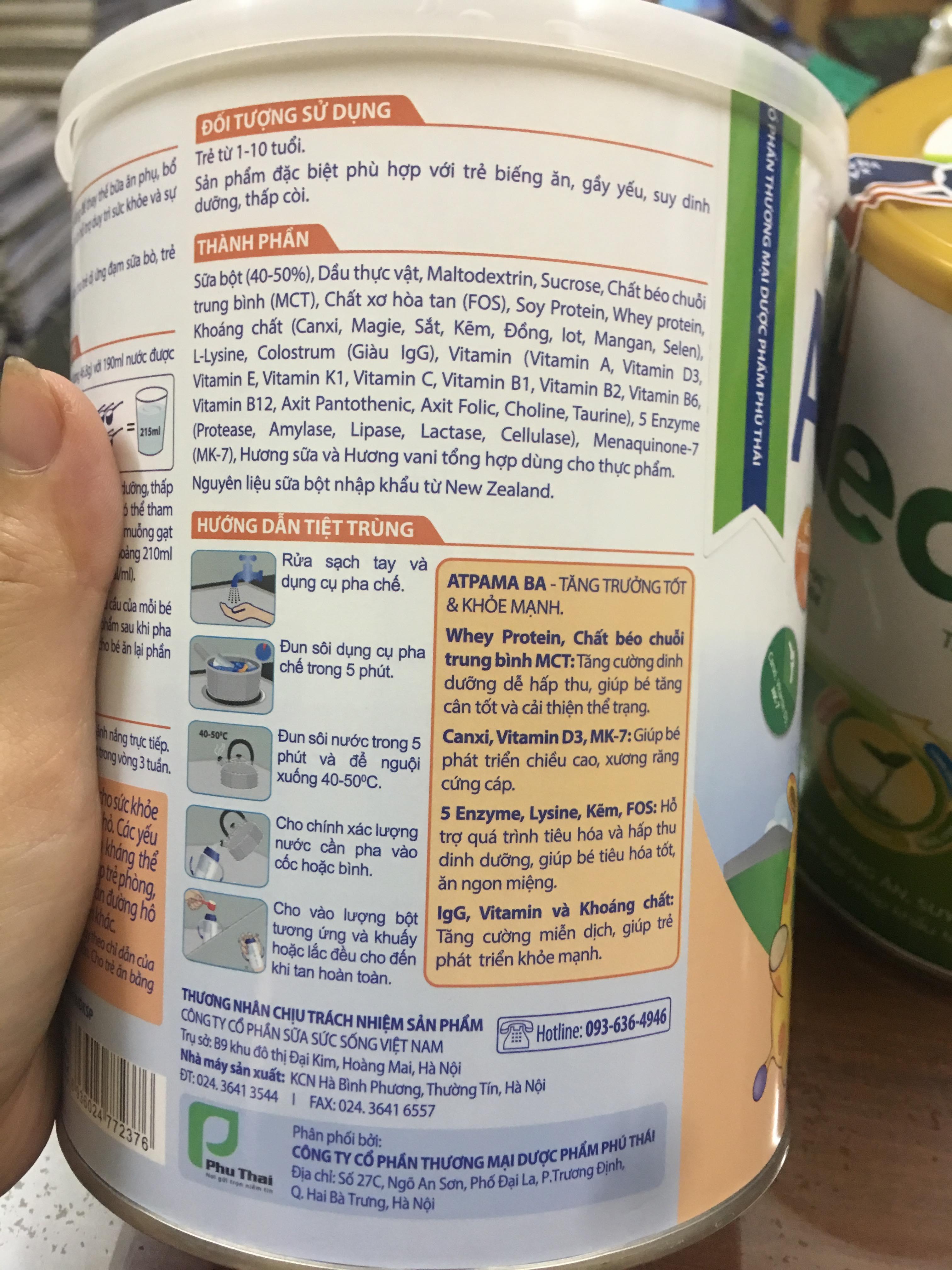 SỮA BỘT ATPAMA BA 900G