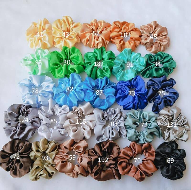 Cột Tóc Vải Dây Buộc Tóc Scrunchies Nhiều Màu Satin