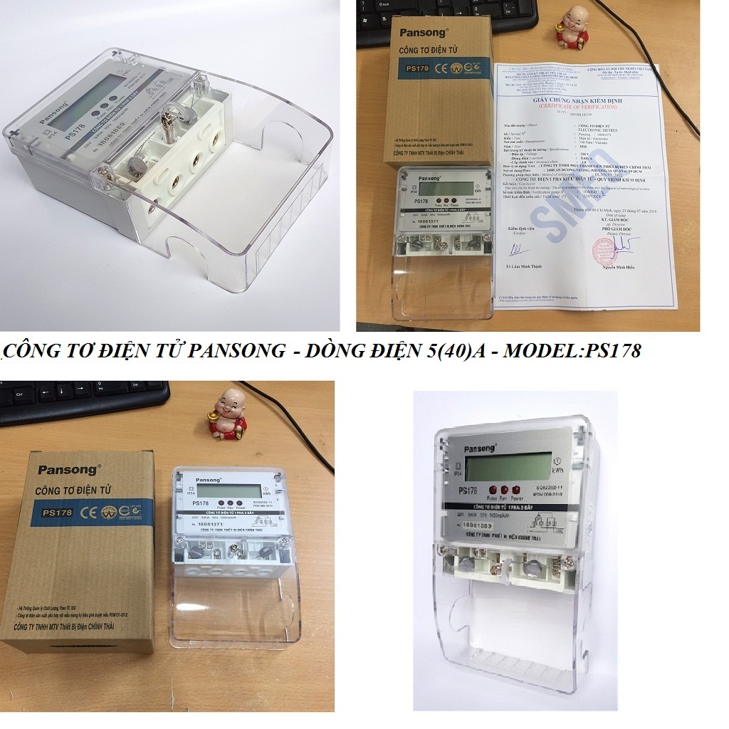 [HCM]CÔNG TƠ ĐIỆN TỬ 1 PHA 2 DÂY 40A PANSONG MODEL PS178