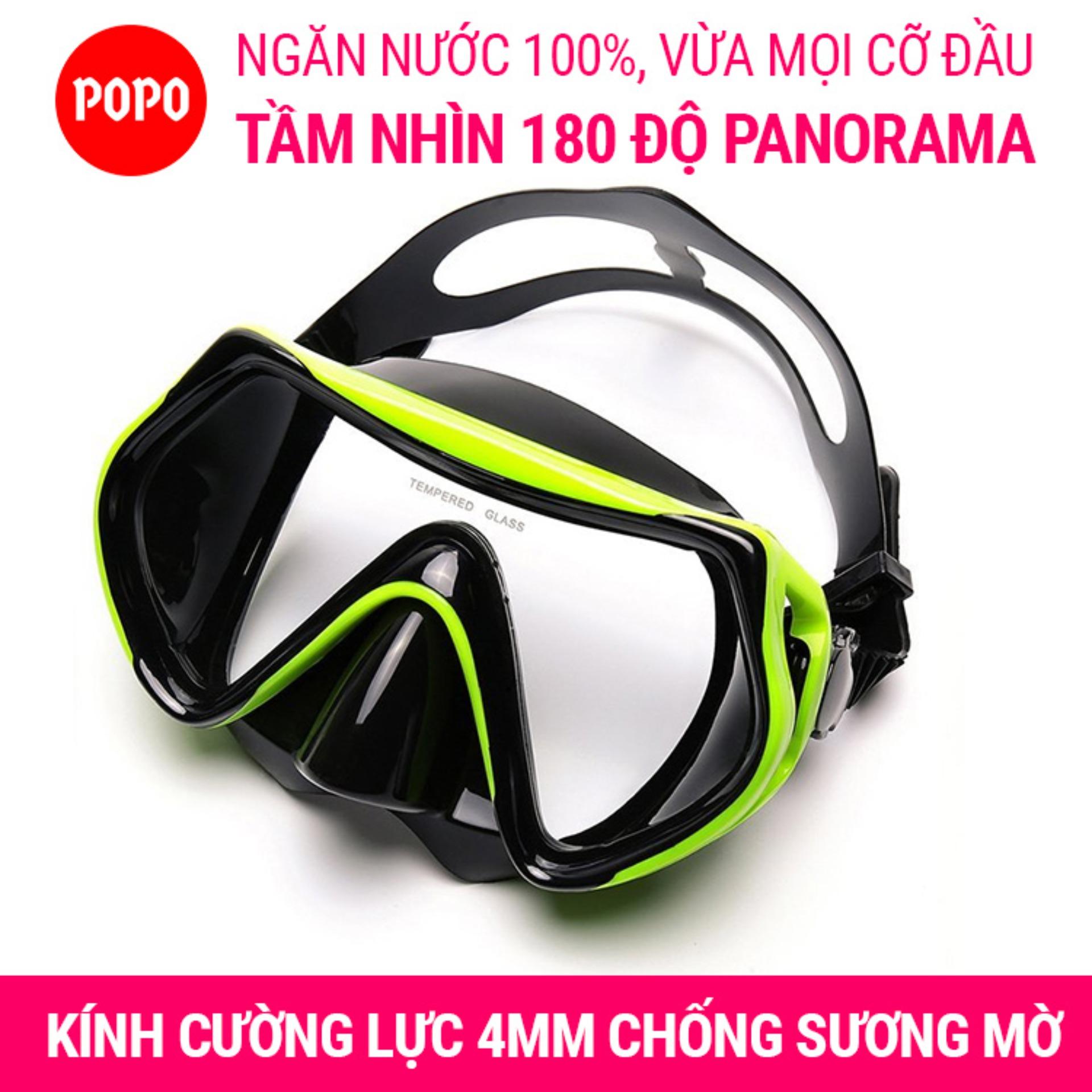 Kính lặn biển 1526 mắt KÍNH CƯỜNG LỰC góc nhìn 180 độ, an toàn chống va đạp POPO Collection