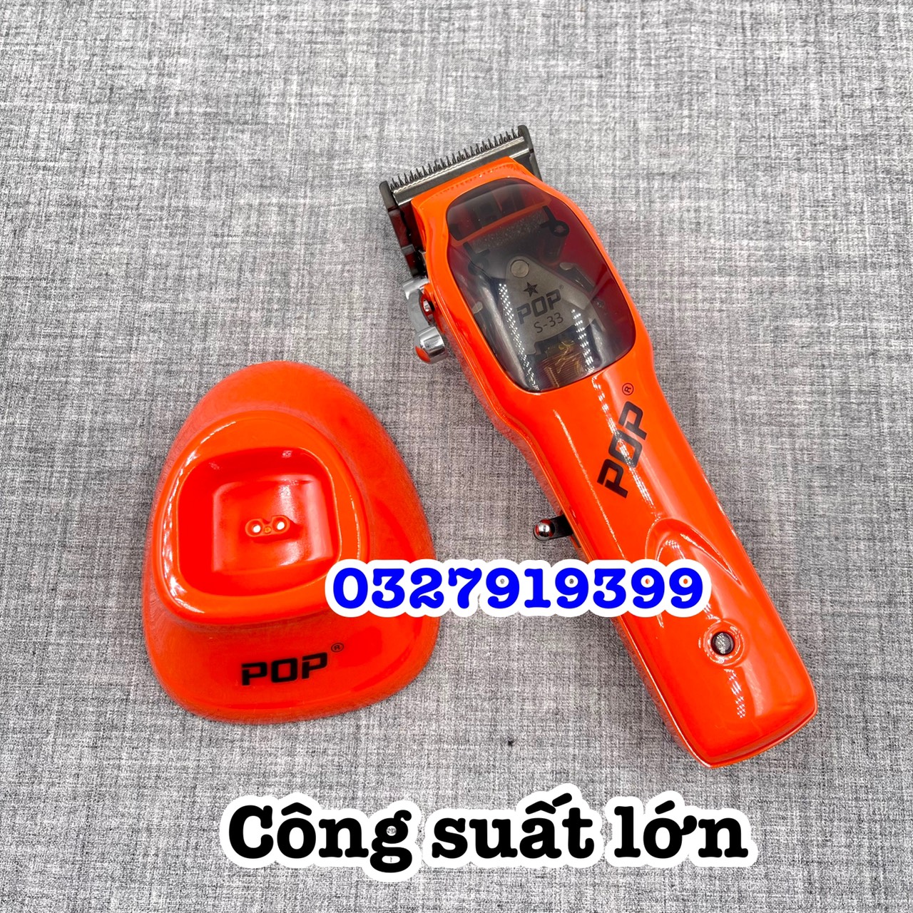 POP Tông đơ cắt tóc từ tính POP S33 công suất 10W màu cam động cơ từ tính tốc độ 10000 vòng/phút pin lithium-ion 2500mAh thời gian sử dụng 180 phút