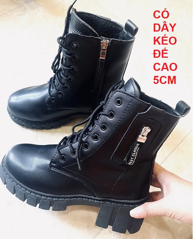 [ FORM NHỎ CHỌN TĂNG 1 SIZE ] Giày combat boot, boots nữ, bốt ulzzang, bốt cột dây đế viền chỉ cổ lửng cá tính S022