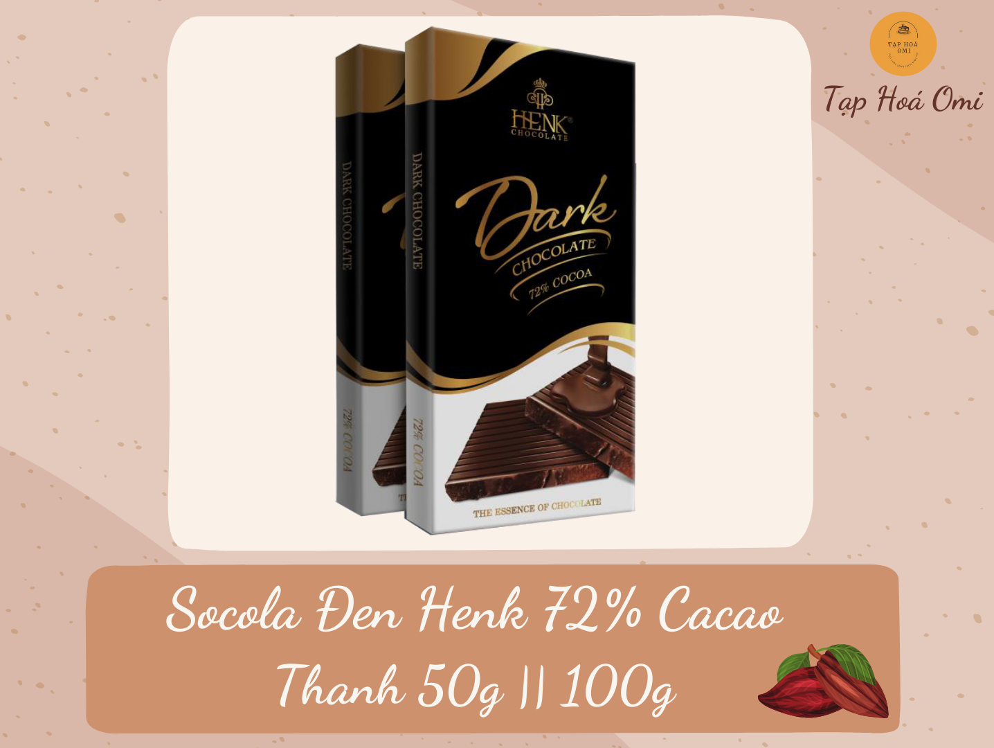 Socola đen 72% cacao thanh 50g || 100g