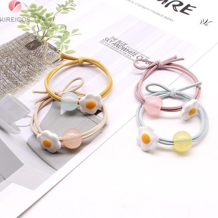 Set 10 Dây Cột Tóc Buộc Tóc Hình Hoa Trứng Dễ Thương Nhiều Màu
