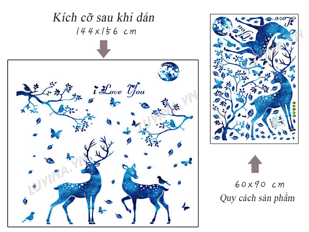 DECAL DÁN TƯỜNG CÔ GÁI ĐÁNH ĐÀN VÀ HƯƠU XANH