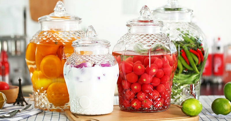 Bình thủy tinh ngâm rượu 3 lít KHÔNG VÒI ( SÂM , nắp tím quai xách, dáng kim cương )