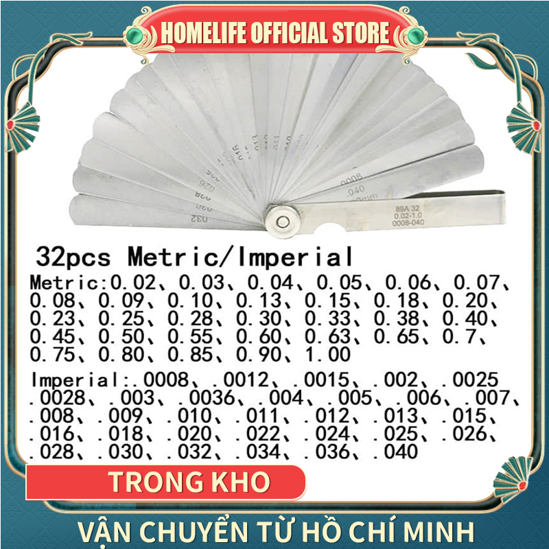 Bộ thước căn lá thước đo khe hở 32 lá 0.02-1mm