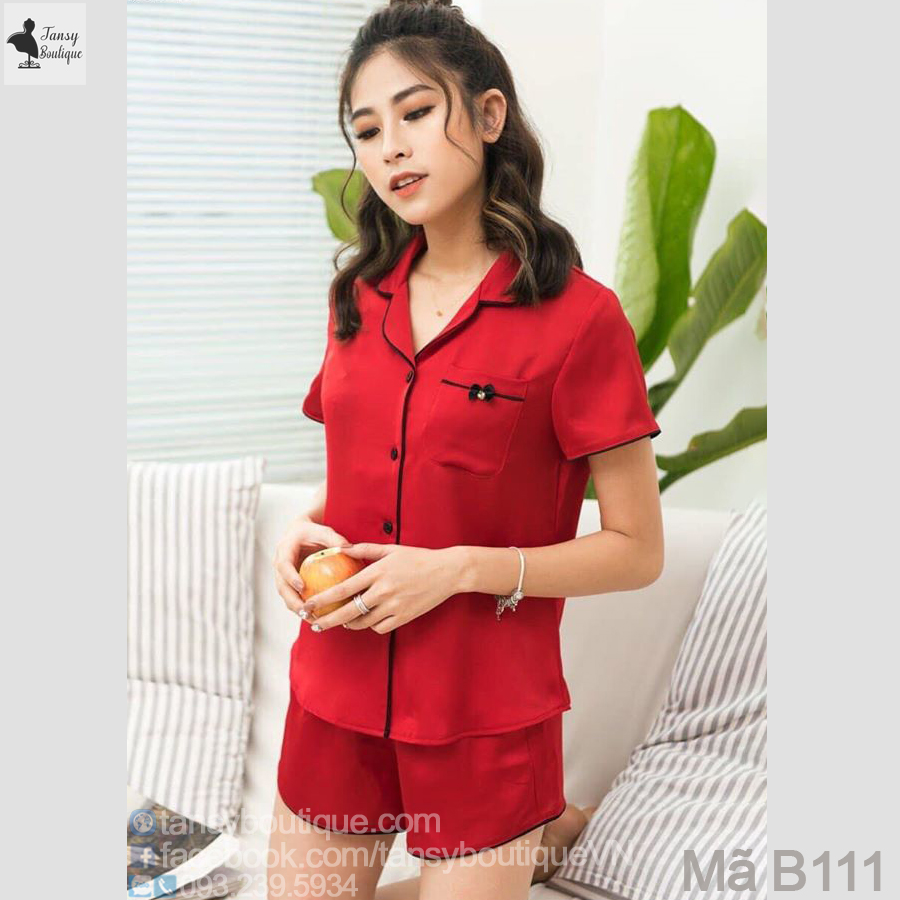 Bộ pijama đùi - chất liệu lụa phi