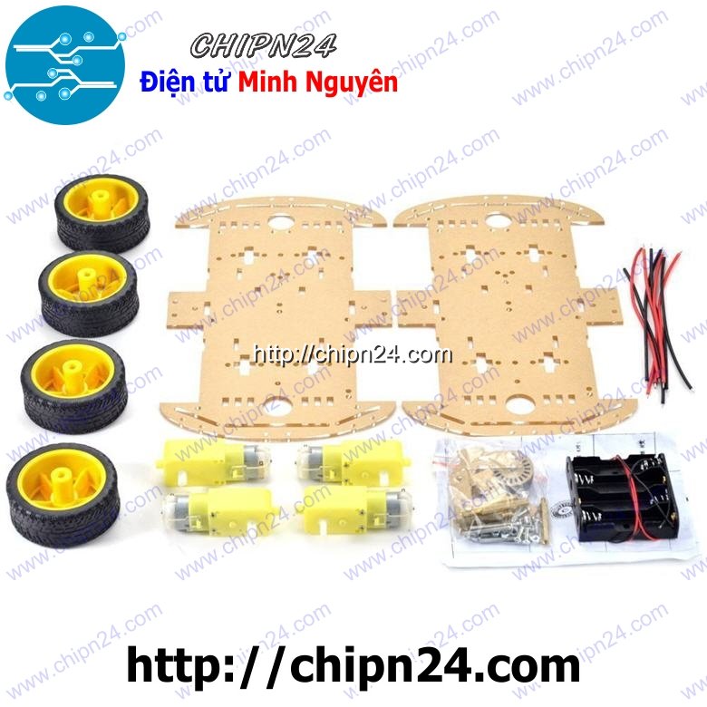 [1 cái] Khung xe Robot 4 bánh 2 tầng