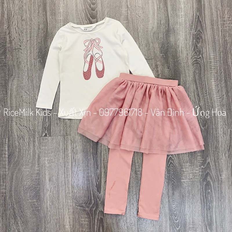 Bộ cotton hm áo kèm quần váy tutu xuất dư xịn