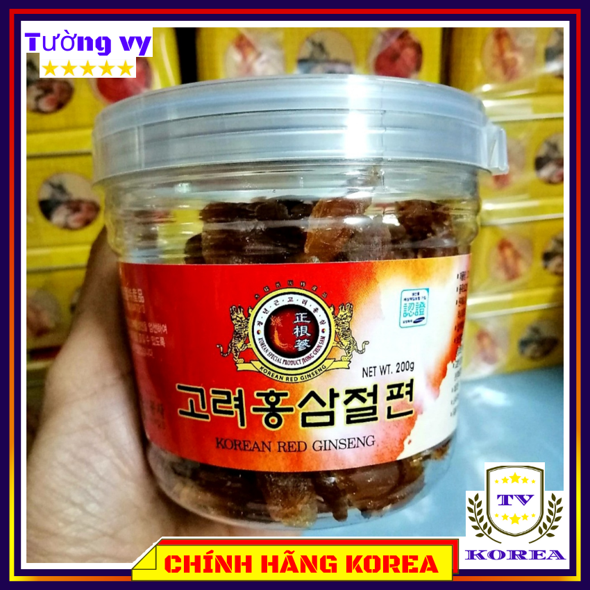 Hồng sâm tẩm mật ong hàn quốc, sâm lát mật ong cốc 200gr, chavykorea
