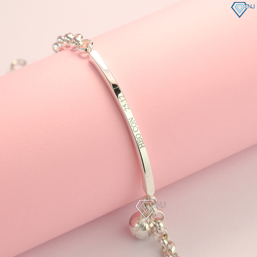 Lắc tay nữ bạc có chuông khắc tên theo yêu cầu LTN0172 - Trang Sức TNJ