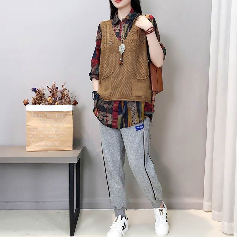 Áo ghile len nữ trơn dáng dài có túi gl02