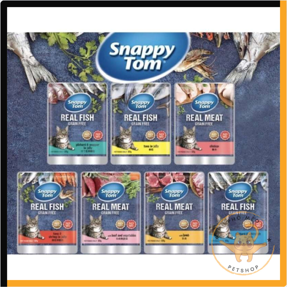 Pate mèo Snappy Tom Real Fish 85G, thịt cá thật