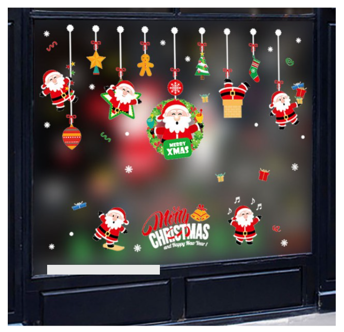 Decal trang trí Noel - Rèm dây ông già Noel