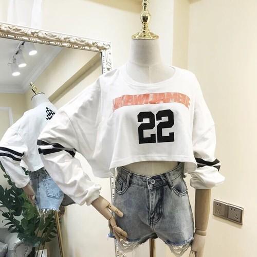Áo  Croptop Tay Dài In Chữ 22 TTV0038