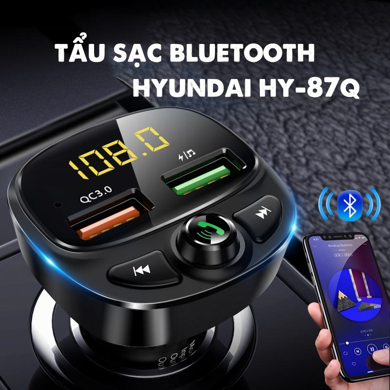Tẩu Nghe Nhạc Bluetooth Kiêm Sạc Điện Thoại Đa Năng Cho Ô Tô Xe Hơi Hyundai HY-87Q (Hỗ trợ chơi nhạc thẻ nhớ và USB)