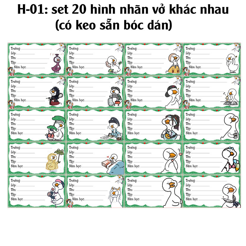 Nhãn vở Meme hình con vịt - Nhãn dán Meme hình con vịt